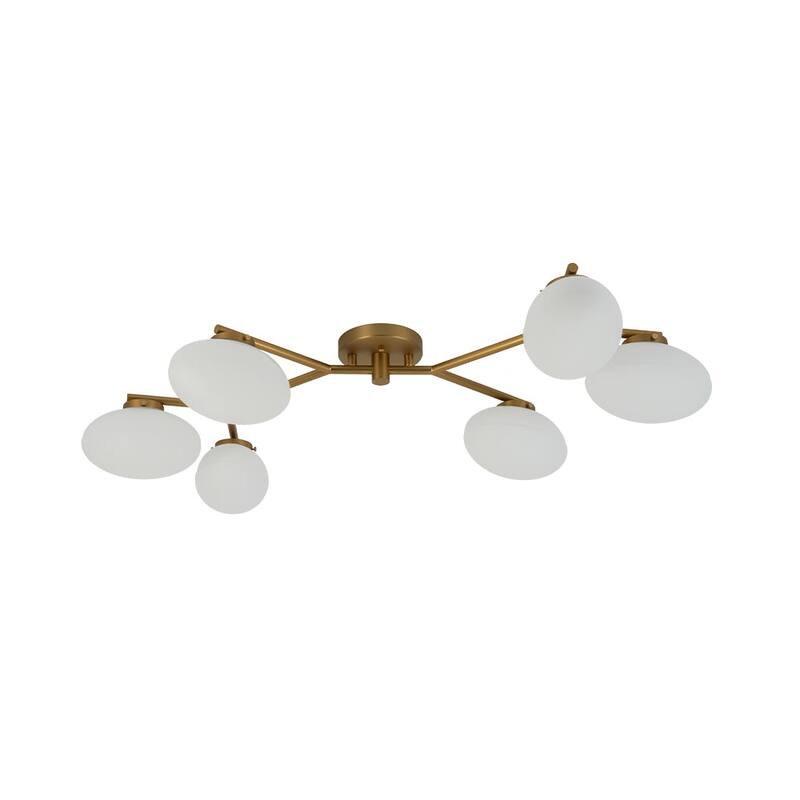 Modern 6-Light Opal Glass Globe Branch Sputnik Ceiling Light