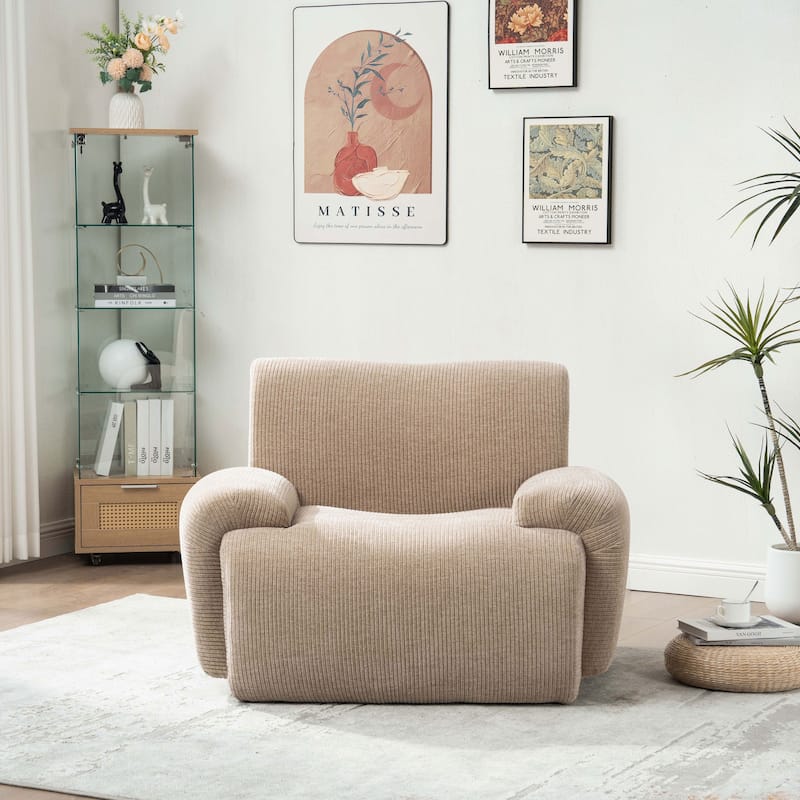 42''W Modern Chenille Upholstered Accent Chair with Deep Seats-No Assembly