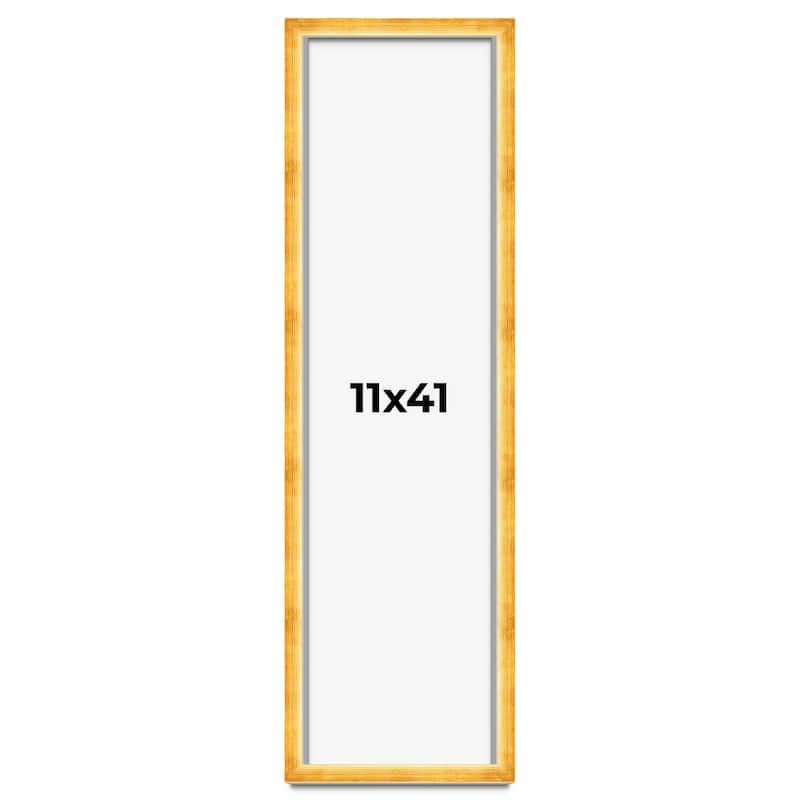 11x41 Shadow Box Frame Gold | 1.625 Inches Deep Real Wood Traditional