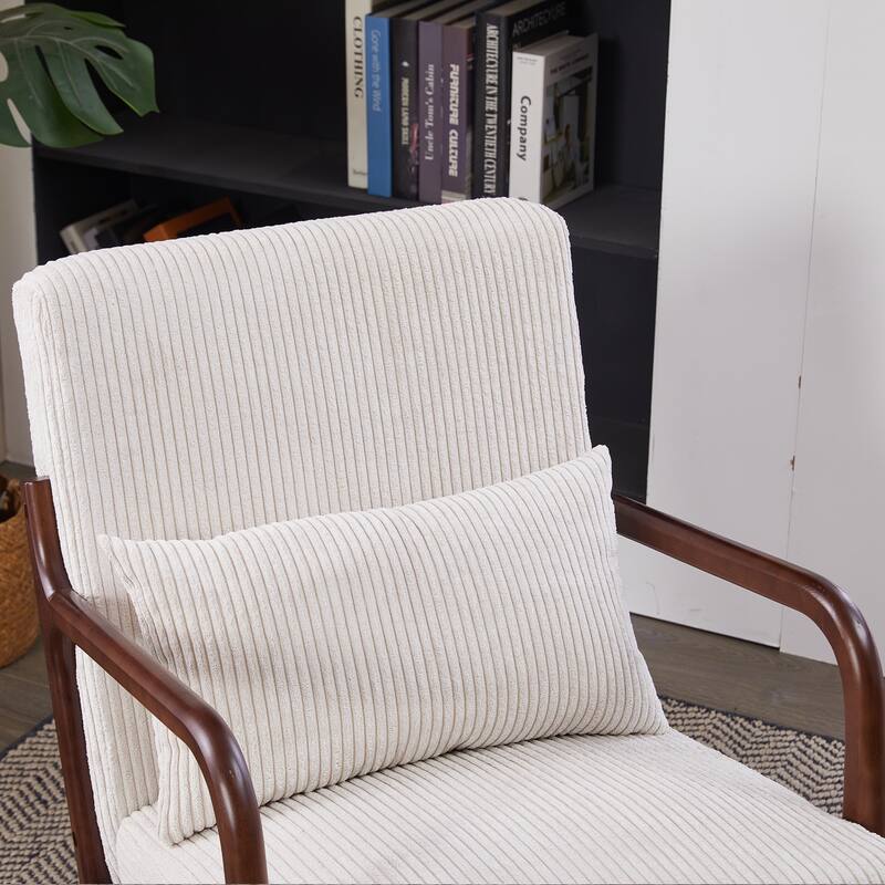 Polyester Mid-Century Armchair with Pillow & Ergonomic Support