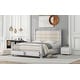 preview thumbnail 4 of 22, Queen Wood Platform Kids Bed Frame with Upholstered Headboard, Footboard & 2 Storage Drawers, White, Easy to Assemble