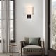 preview thumbnail 4 of 18, 12in H Dark Bronze Wall Sconce Light With Oatmeal Fabric Shade