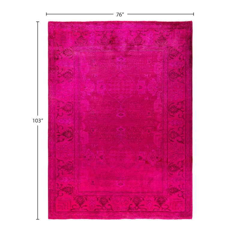 Overdyed One-of-a-Kind Hand-Knotted Area Rug - Pink - 6' 4" x 8' 7"