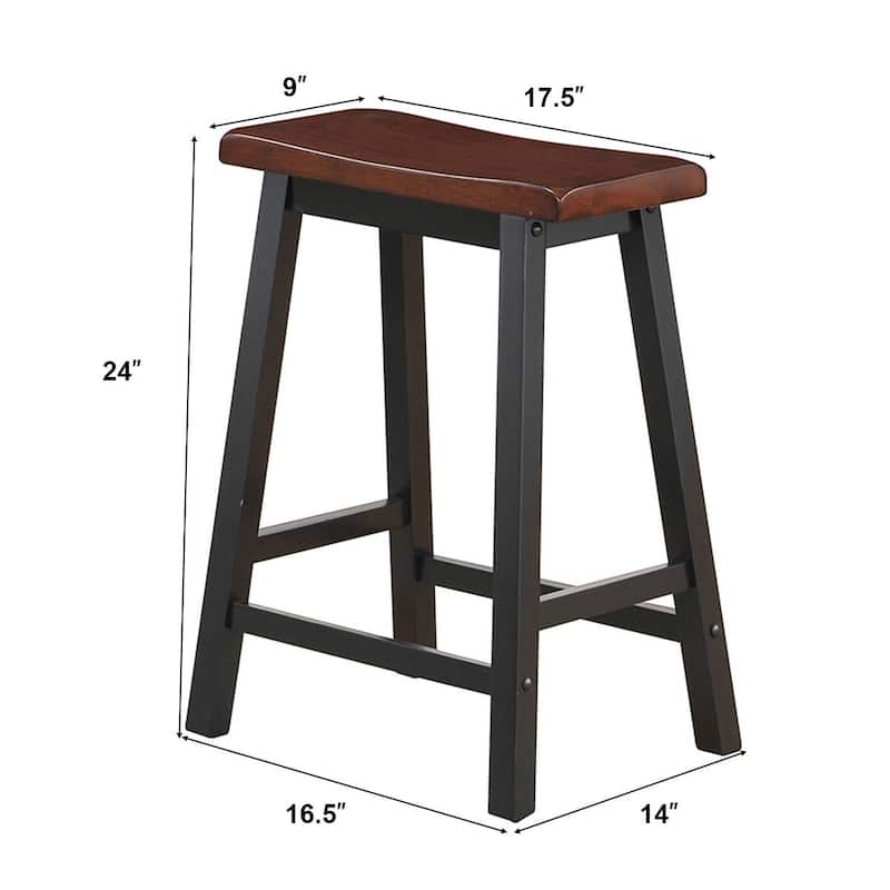 Gymax Set of 2 Bar Stools 24''H Saddle Seat Pub Chair Home Kitchen - See Details