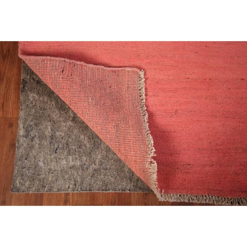 Pink Modern Gabbeh Oriental Area Rug Handmade Solid Wool Carpet - 3'11" x 6'7"