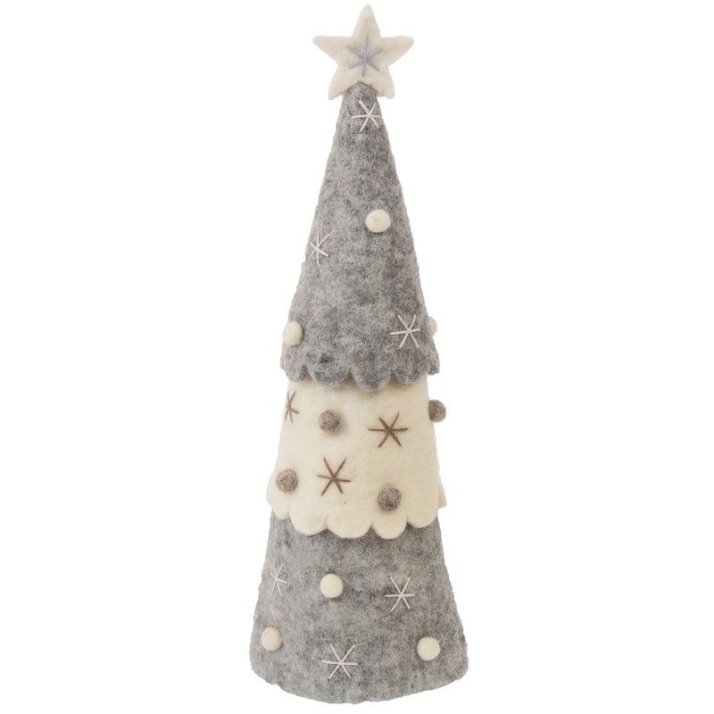 Handcrafted Felt Christmas Tree Topper or Tabletop Decor, Set of 3 Red
