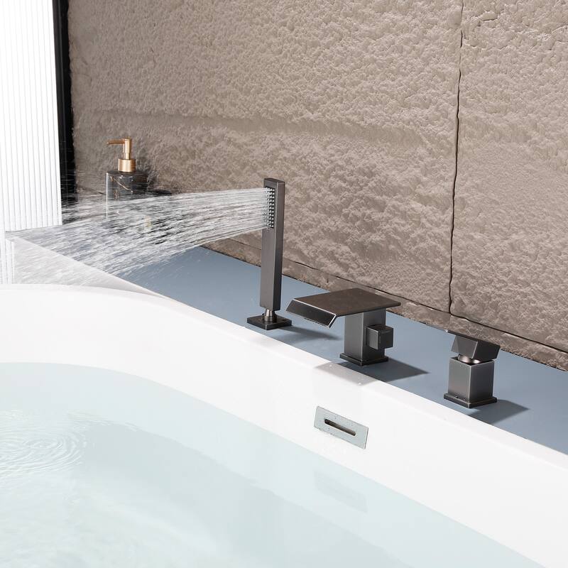 Solid Brass Waterfall Roman Tub Faucet with Hand Shower