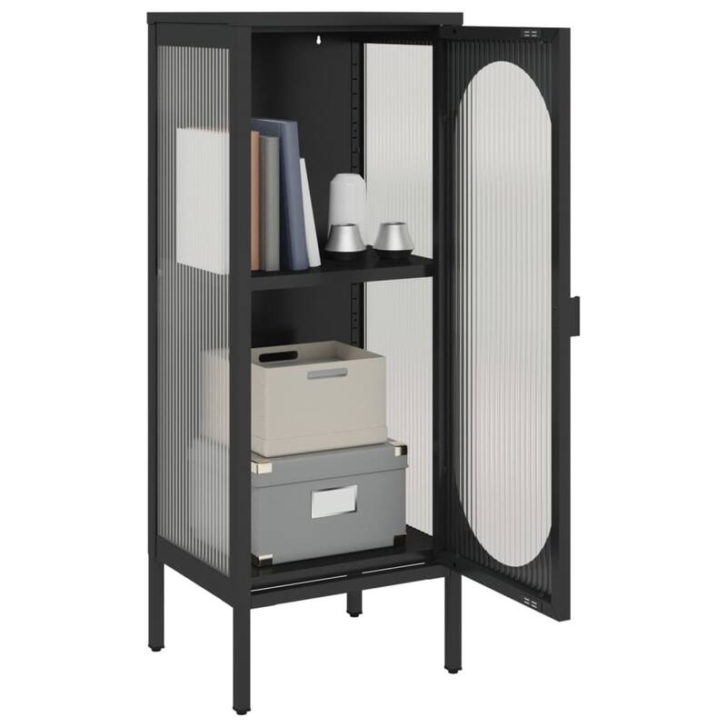 vidaXL Sideboard Black 15.7"x13.8"x41.3" Glass and Steel - 15.7" x 13.8" x 41.3"
