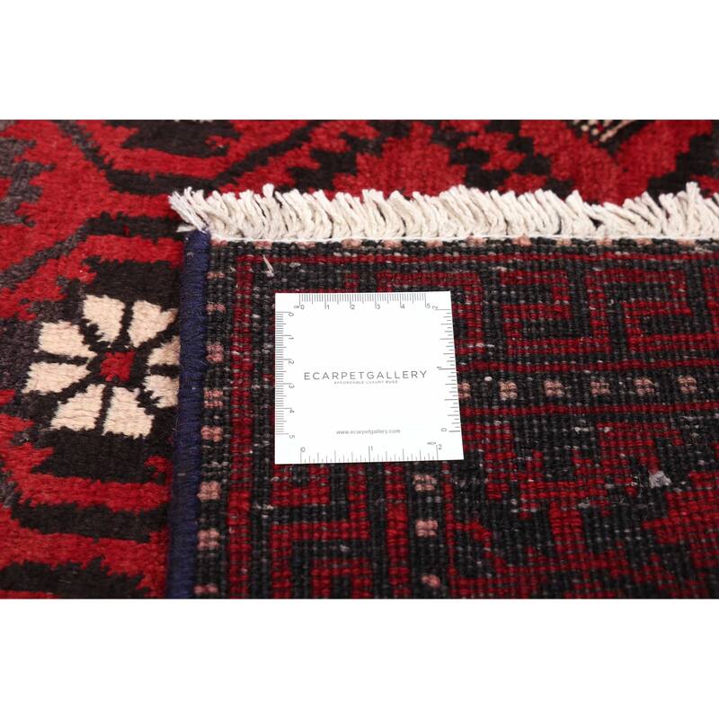 ECARPETGALLERY Hand-knotted Baluch Red Wool Rug - 3'0 x 6'4