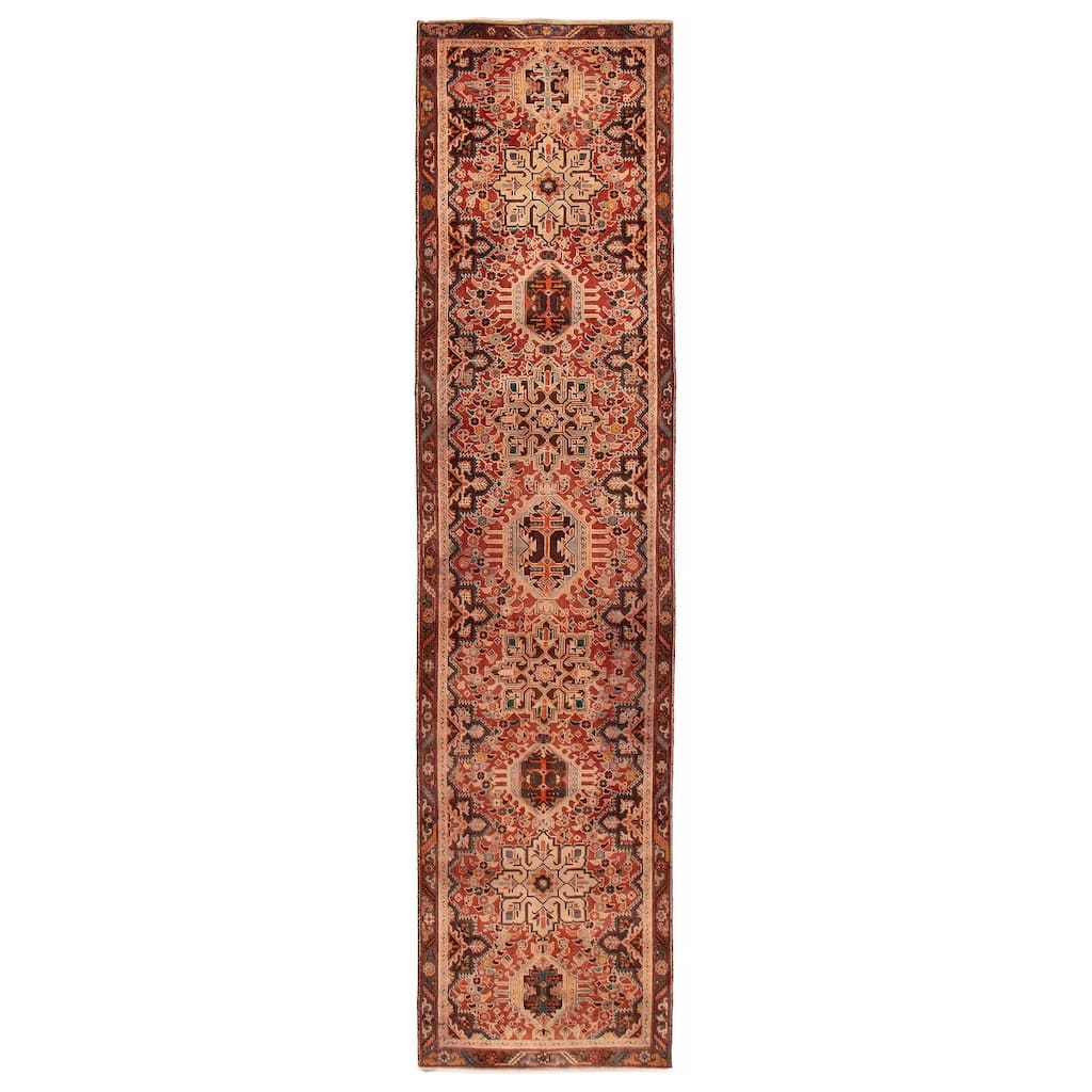 ECARPETGALLERY Hand-knotted Sarabi Dark Red Wool Rug - 3'6 x 13'11
