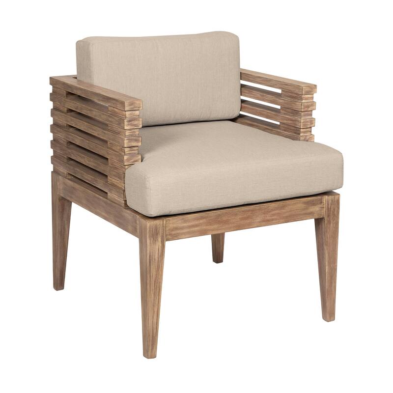 Vivid Solid Eucalyptus Wood Outdoor Patio 5 Piece Dining Set with Olefin Cushions