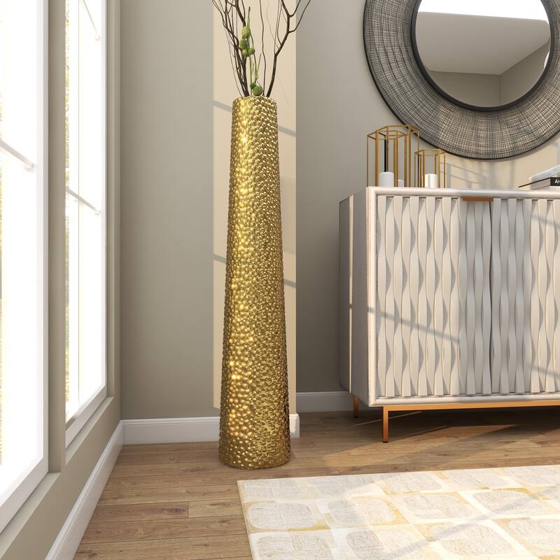 Minimalist Ceramic Modern Tall Vase with Bubble Texture - Silver, Black, Gold, White