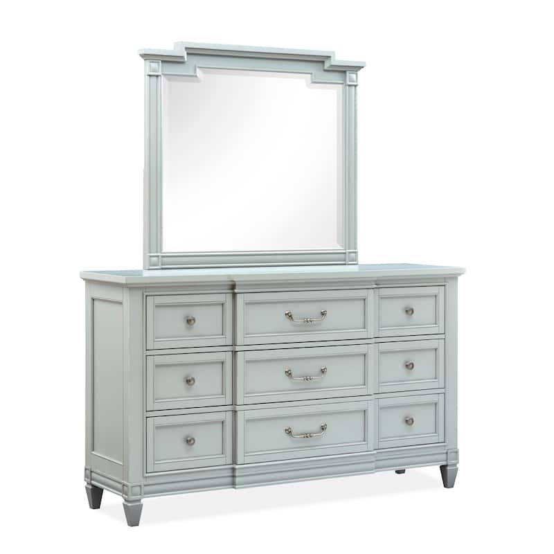 Magnussen Home Glenbrook Pebble Drawer Dresser With Landscape Mirror - 9-drawer