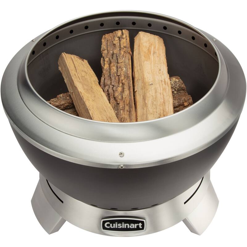 Cuisinart Grill 19.5-In. Cleanburn Smokeless Outdoor Wood-Burning Fire Pit, Black/Stainless Steel