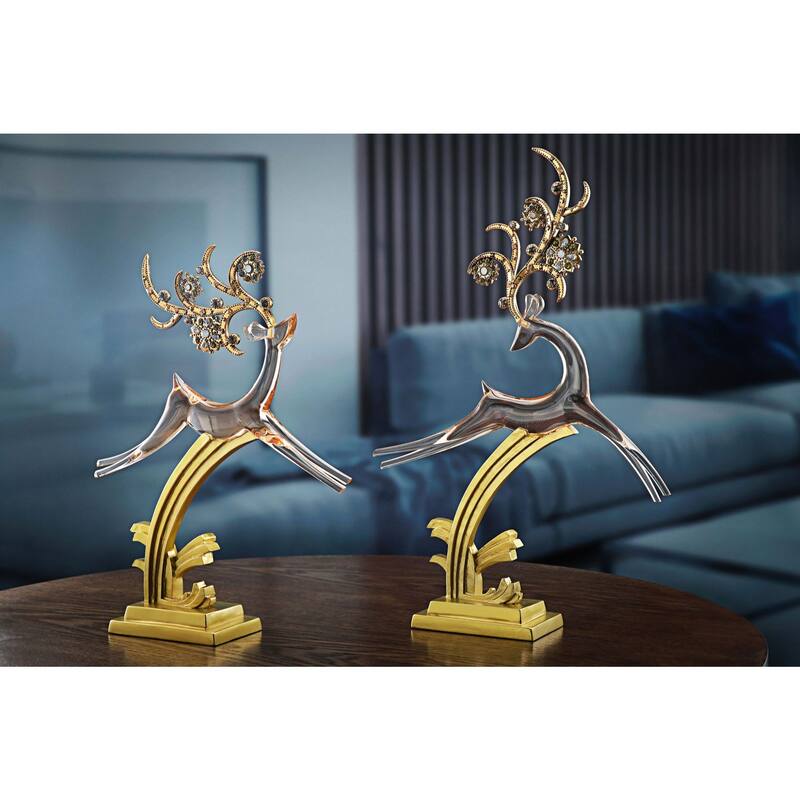 Metallic Deer Figurine Christmas Decoration - 10" - Set of 4 - Gold