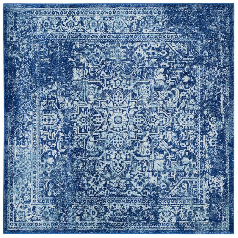 SAFAVIEH Evoke Quinn Vintage Distressed Rug - 6'7" Square - Navy/Ivory - Square