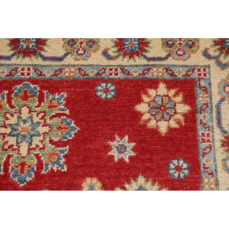 Traditional Red Kazak Accent Rug Handmade Wool Carpet - 3'2" x 4'11"