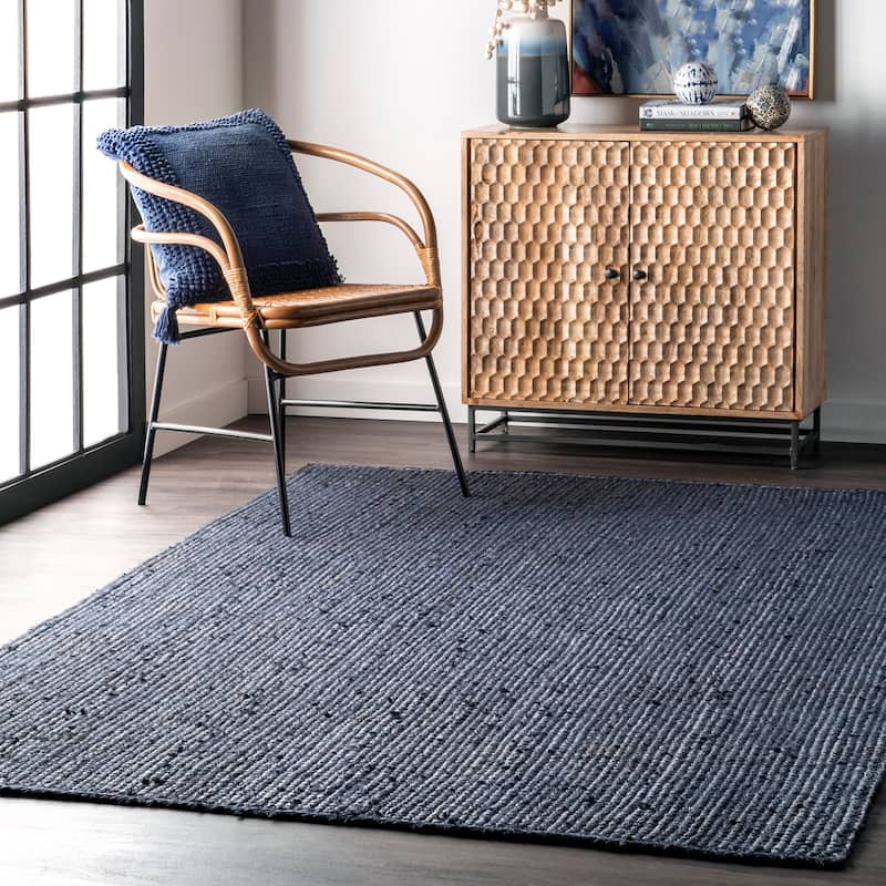Nuloom Adelaida Farmhouse Jute Area Rug - 8' x 10' - Navy