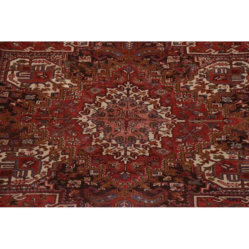 Vintage Vegetable Dye Heriz Persian Area Rug Wool Hand-knotted Carpet - 9'10" x 13'0"