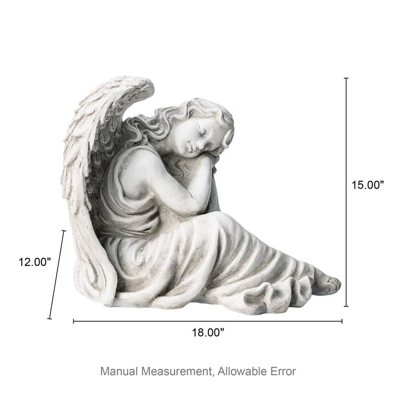 Glitzhome Sleeping Angel MGO Garden Statue for Outdoor Indoor Coastal Sculpture