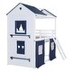 preview thumbnail 12 of 15, Twin over Twin House Bunk Bed,Wood Bed with Windows and Tent Design