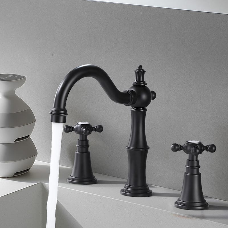 7.9"H Solid Brass Widespread 2-Handle Bathroom Sink Faucet
