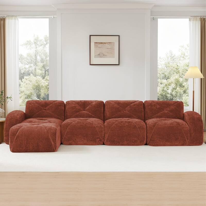 L-shaped Soft Velvet Fabric, Tufted Design, 32D High Density Sponge Bottom, Ergonomic Design Bottom, Anti-Slip Design