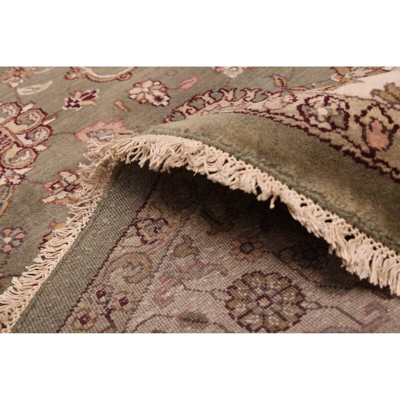 ECARPETGALLERY Hand-knotted Finest Agra Jaipur Light Green Wool Rug - 7'0 x 7'0