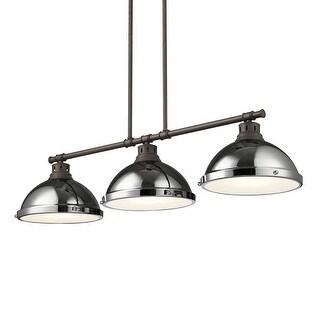 Yep by Golden Lighting Duncan 3-light Island Light in Rubbed Bronze and Chrome shade