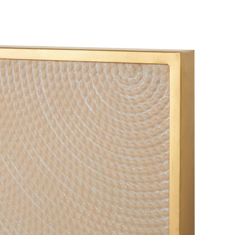 Cream Metal Textured Geometric Wall Decor with Overlapping Circles and Gold Frame