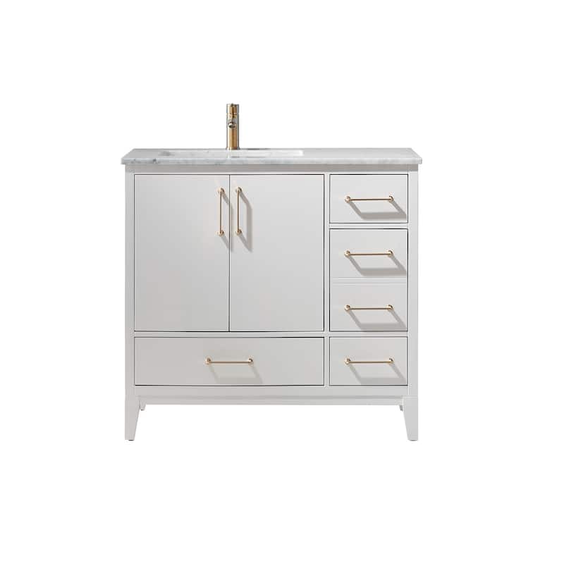 Altair Sutton Single Bathroom Vanity Set and Carrara White Countertop