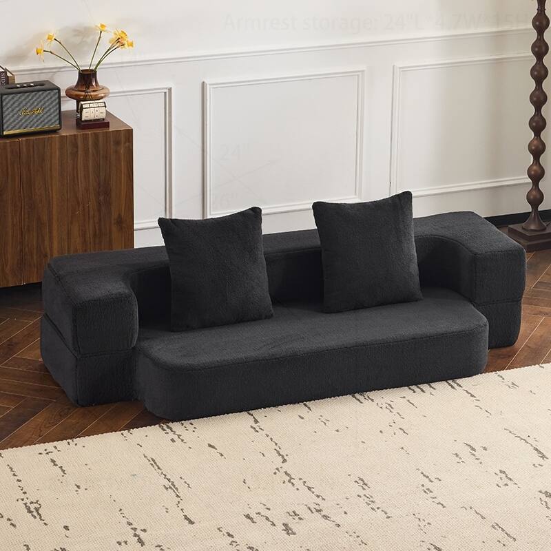 Versatile Transformable Sofa with Ottoman Stools for Compact Spaces