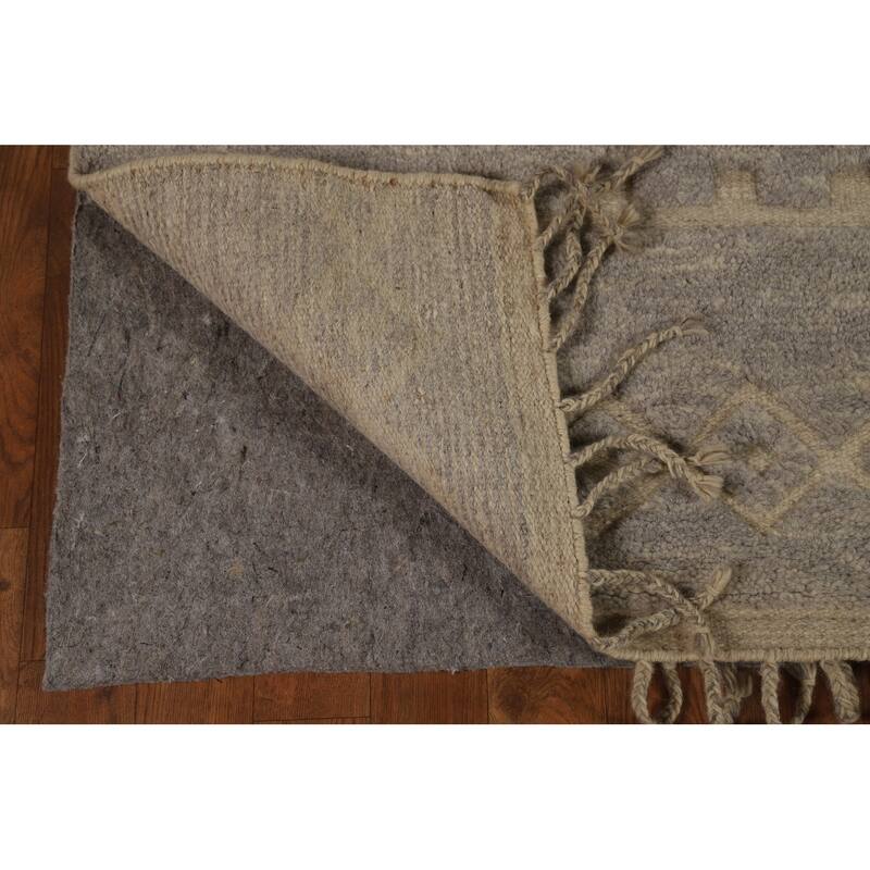 Gray Moroccan Oriental Area Rug Hand-Knotted Wool Carpet - 5'8" x 8'3"