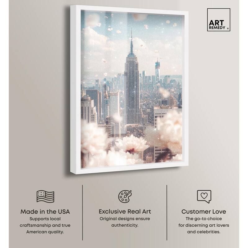 Peonies Over New York Shadowbox by Art Remedy