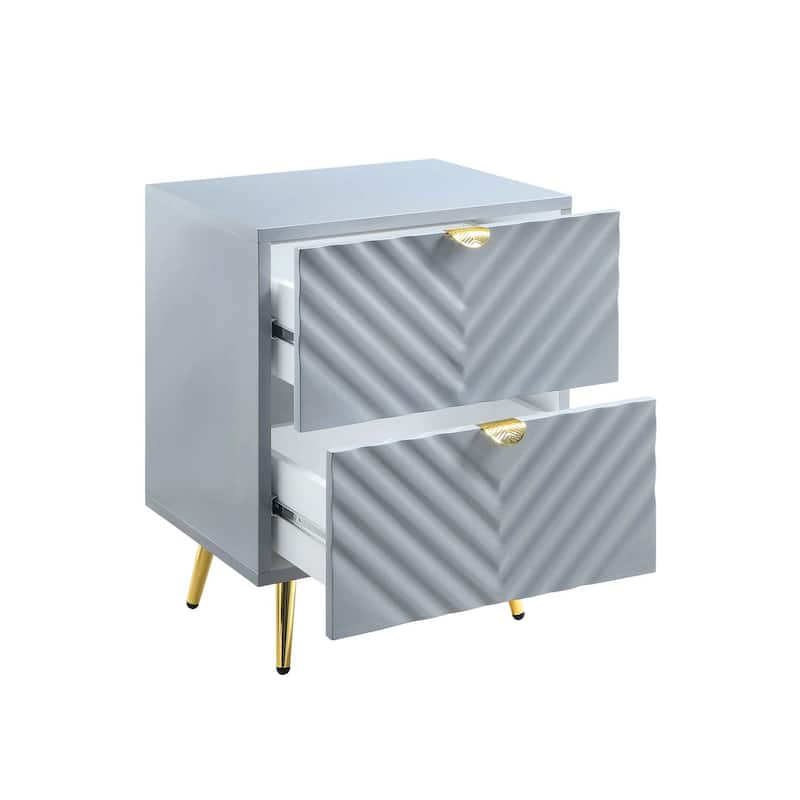 2 Drawers MDF Nightstand in High Gloss