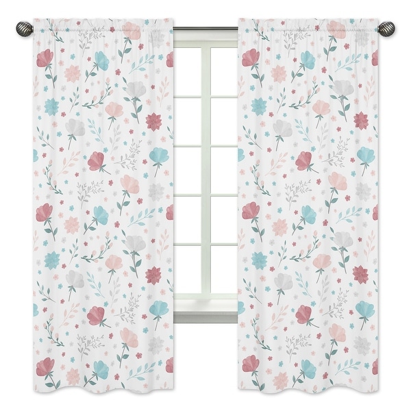 Pop Floral Rose Flowers 84in Window Treatment Curtain Panel Pair ...