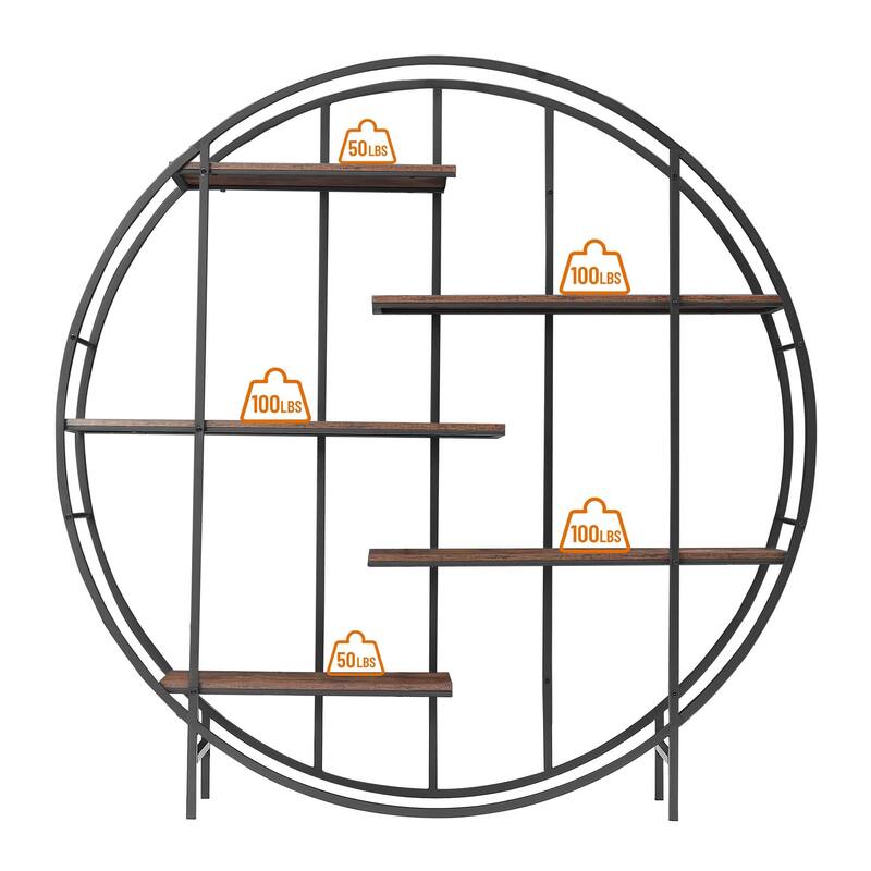 Round 5-Tier Metal Bookshelf/Storage Rack/Display Stand