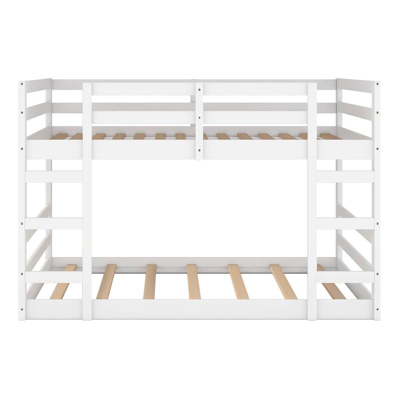 Full Over Full Bunk Bed with Ladder Solid Pine Wood Frame