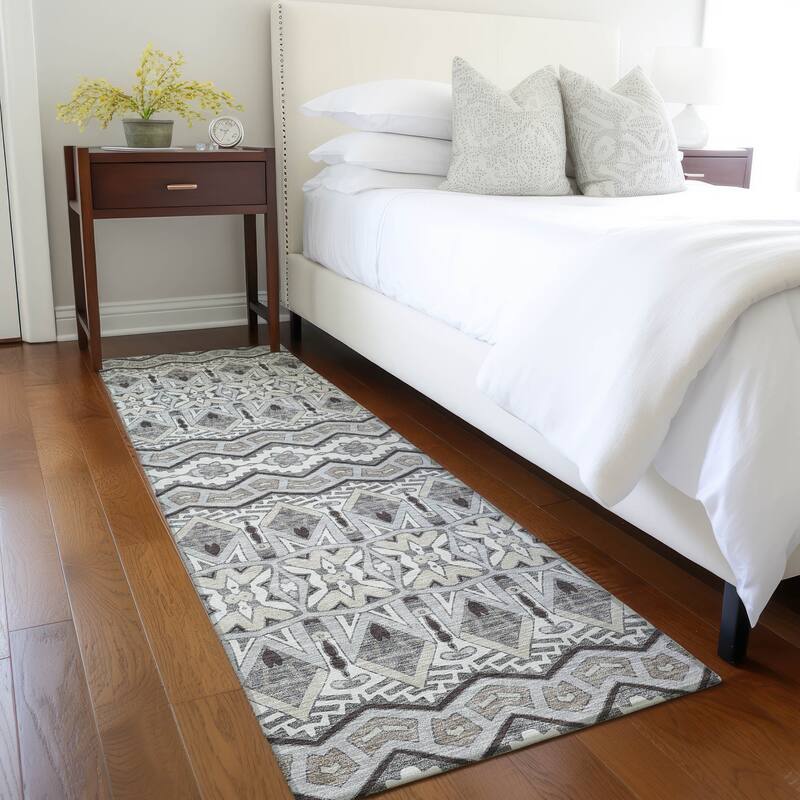 Machine Washable Indoor/ Outdoor Chantille Mosaic Global Rug