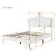 preview thumbnail 5 of 7, White Queen Size Upholstered Bed Frame with LED Lights