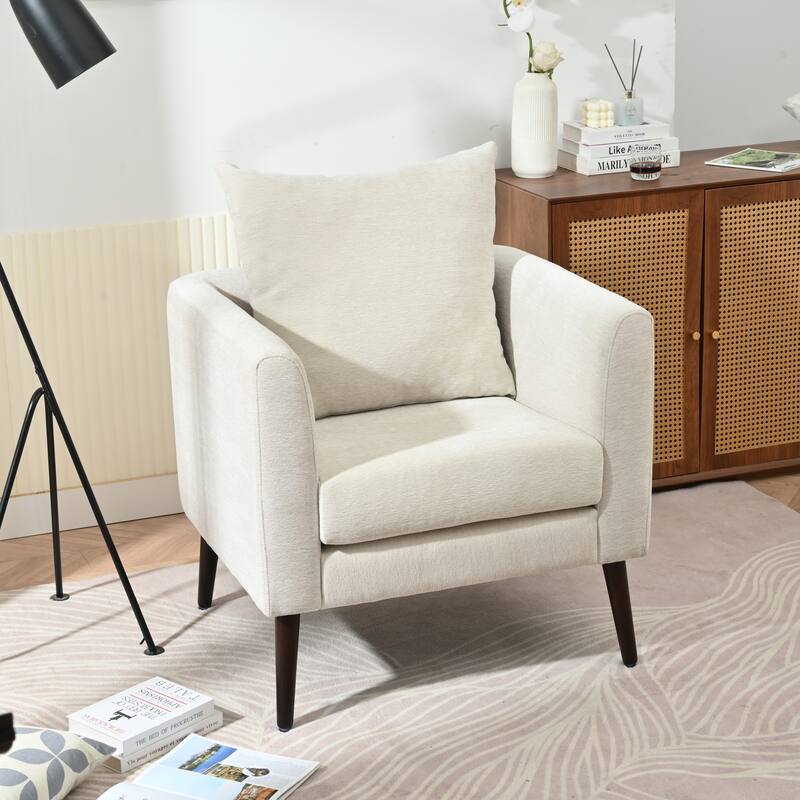 Living Room Lazy Accent Chair,Fleece Fabric Arm Chair Barrel Chair with Solid Wood Legs for Living Room,Bedroom or Office