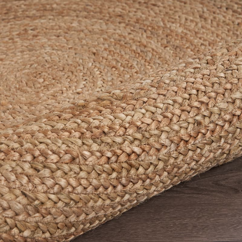 Sevita Organic Jute Round Braided Area Rug, Natural