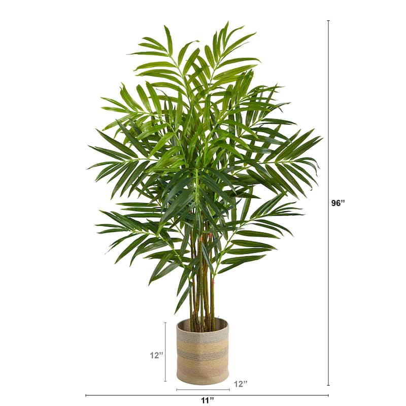 8Ft King Palm Tree Artificial Indoor Outdoor, Woven Planter, Lush Green Decor - 61 Inches and Over