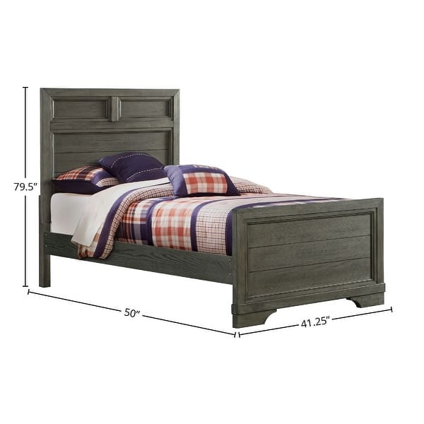 Foundry Traditional Wood Complete Twin Bed, Brushed Pewter