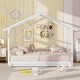 preview thumbnail 18 of 31, Extendable House Bed Twin to King Daybed with Roof and Fence Rails