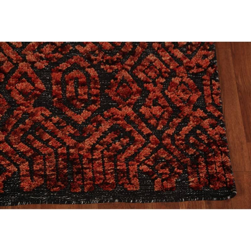 Modern Geometric Moroccan Oriental Area Rug Handmade Wool Carpet - 4'11" x 8'2"