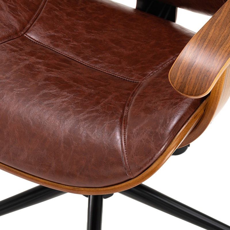 Glitzhome Modern Ergonomic Faux Leather Gaslift Adjustable Swivel Office Task Chair