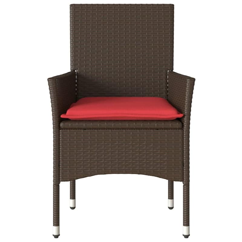 vidaXL Patio Chairs with Cushions 2 pcs Poly Rattan