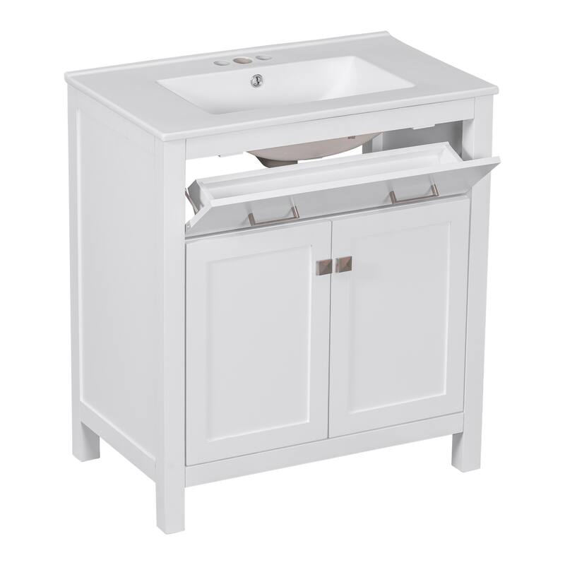60" Modern Bathroom Vanity Set with Double Vanities (Separate), Double Ceramic Sinks