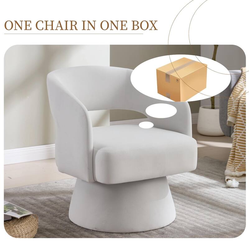 Velvet Swivel Barrel Chair, Accent Chair Armchair with Rotation Club Chair & Curved Ergonomic Back